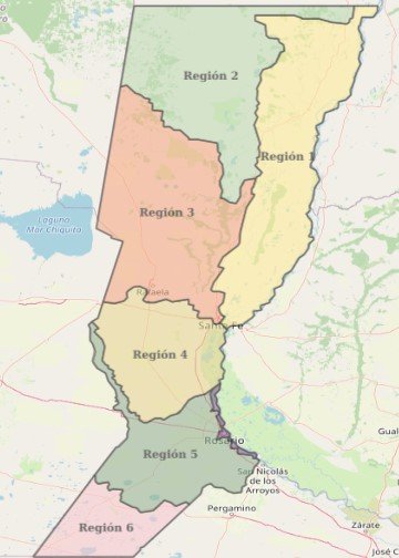 Mapa de Regiones Hídricas de Santa Fe